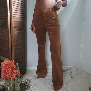 Cognac Corduroy Flare Pants